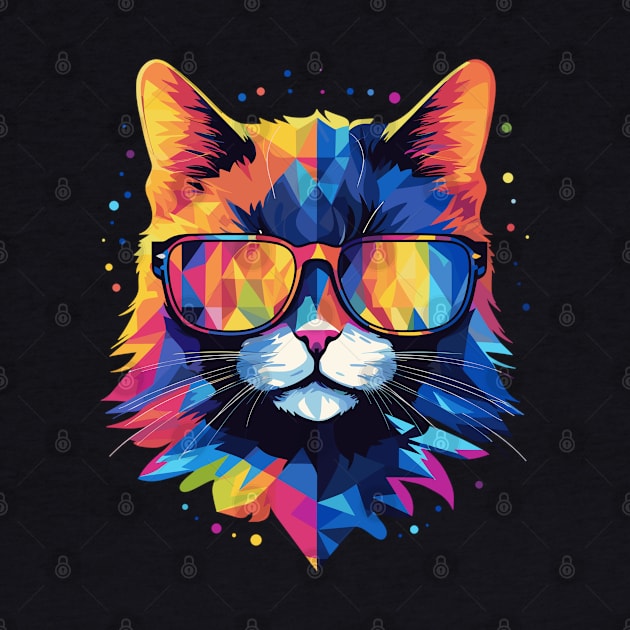 Party Cat in Sunglasses Men Women 80s 90s Retro Funny Cat by KsuAnn